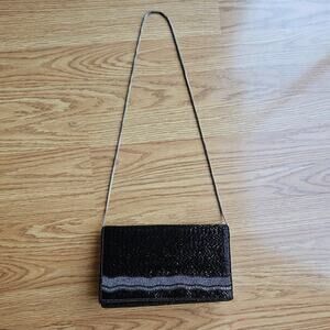 Vintage Beaded  Black Crossbody Bag